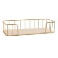 GOLD RECTANGLE SHAPE WALL SHELF SMALL - Wall Mounted Floating Display Organizer with Golden Tone Metal Wire Frame Hanging Bookshelf Metal Aesthetic Wall Decoration for Walls,Bathroom Bedroom Living Room Kitchen. 