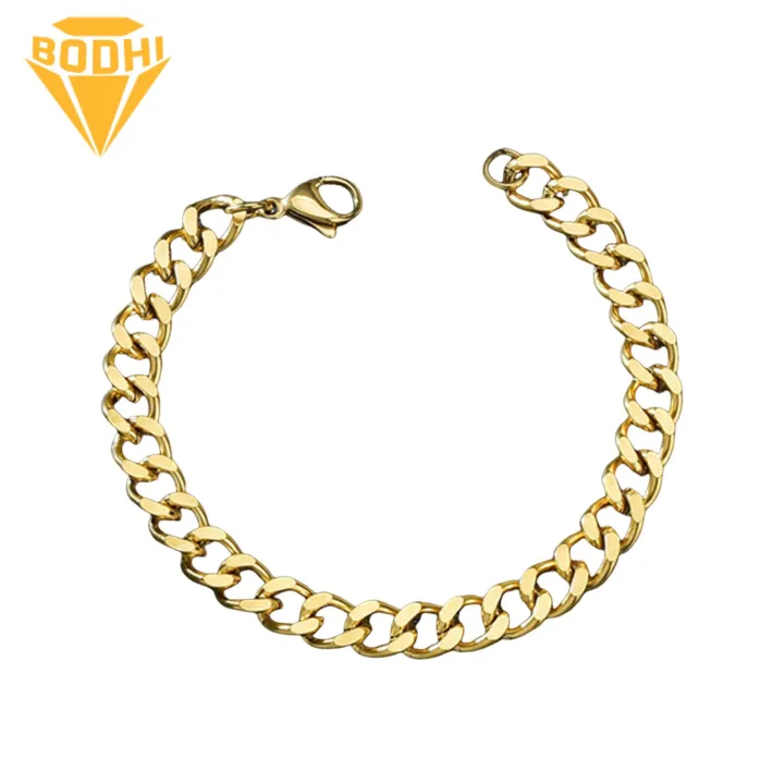 Lightweight Bracelet Stylish Stainless Steel Cuban Chain Bracelet for Men Hip Hop Club Party Wrist Jewelry Solid Color Polished Design Favorite Hollow Out Bracelet