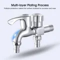 EsoGoal Faucet Washing Machine Faucet Dual Port Alloy Faucet Multi-function Faucet Double Spout Water Mixed Tap Two Way Water Washer Tap Double G1/2 Port Interface Bathroom Water Tap. 