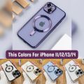 Luxury Magsafe Case Logo Hole Case For iPhone 15 14 13 12 11 Pro Max SE 2020 Back Cover Wireless Charging Transparent Build-in Lens Camera Protection Case. 