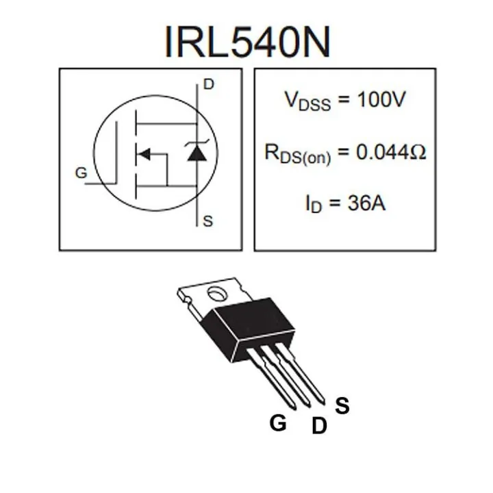 1Pcs IRL540N Power MOSFET TO-220AB