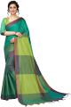 Color Block Fashion Soft Cotton Silk Saree with Blouse - (Olive Green) for Girls and Womens. 