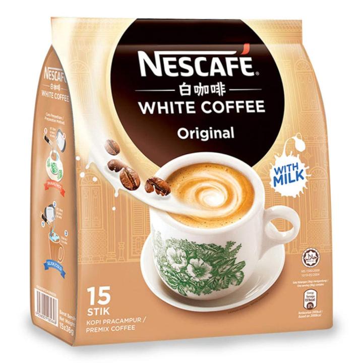 Nescaf Ipoh White Coffee ORIGINAL (15 Sachets) - "Oh So Creamy" ★ Premix Instant Coffee ★ Deliciously Milky, Creamy and Aromatic Coffee with a Rich Layer of Foam ★ Just Mix with Water, No Need of Sugar an (FROM INDIA) SAB