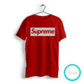 Supreme red Tshirt  unisex  tees  designer tees  crew neck  silver white  red  blue  black. 
