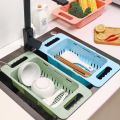 Kitchen Expandable Sink Strainer Drain Vegetable Fruit Drainer Basket Space Saving Washing Shelf Strain Rack Kitchen Organizer. 