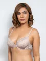 Kathy - T Shirt Plunge Bra All Lace Single in Champagne. 