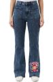 Womens Light Blue Acid-Wash Cute Print Denim Oversized Pants Stylish Fashion Jeans Box Pockets Jeans Bell Bottom Jeans Girls Denim Womens Classic Trendy Korean Denims Baggy Trouser High Waist Casual Ladies Pant Womens Pant Oversize Denim Cute Prints Denim. 
