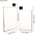 1Pc Flat Plastic Cup Flat Water Bottle Transparent Book Paper Pad Portable Water Bottle Drinks Kettle Bottle for Notebook. 