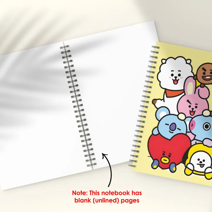 BTS%20Spiral%20Notebook%20A5%20%E2%80%93%20BT21%20Stack%20on%20Yellow%20%7C%20100%20Pages%20%7C%20Fun%20BTS%20K-pop%20Design%20-%20Image%202