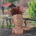 Pot Plants Human Funny Face Flower Pot Collection Art Decorative with Drain Hole Head Planter Resin Face Pots for Bookshelf Bar. 
