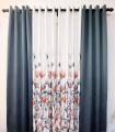 Door/ Window or Door Window Curtain- Eyelet Pattern (4 in 1 Curtain Design-2 Grey color Satin curtains and 2 printed Satin Curtain- with eyelet rings). 