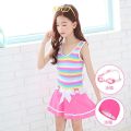 Children's Swimsuit Female One-Piece Skirt Conservative Medium and Big Children Cute Baby Student Western Style Summer Swimsuit Set. 