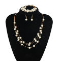 Fashion Multilayer Pearl Necklace Earrings Bracelet Jewelry Set Wedding Bridal. 