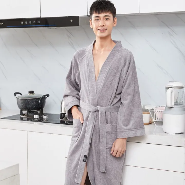 Japanese%20Style%20Kimono%20Pure%20Cotton%20Bathrobe%20Towel%20Material%20Loose%20Multi-Needle%20Double-Sided%20Terry%20Bathrobe%20Cotton%20Hotel%20Nightgown%20Absorbent%20-%20Image%202