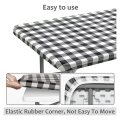 3 Pcs Tablecloth for Table,Stretch Waterproof Elastic Vinyl Picnic Table Cover with Flannel Backed Lining (Black). 