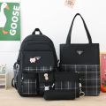 Children's School Backpack 4 Pcs Sets school bags for girls Kids Plaid design Bookbag mochilas Backpack Kawaii Women's Backpack. 