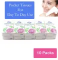 Pocket Tissues 10 Packs Soft Pocket Tissue Packs Cotton Tissue  Face Tissue  Disposable Tissue Paper  For Men And Women. 