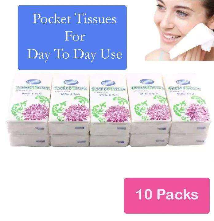 Pocket Tissues 10 Packs Soft Pocket Tissue Packs Cotton Tissue  Face Tissue  Disposable Tissue Paper  For Men And Women