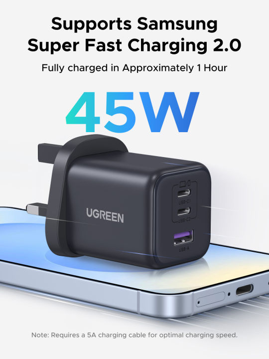 %E3%80%90Nexode%E3%80%91UGREEN%20GaN%2045W%20Fast%20Charger%203-Ports/1Port%202%20USB%20C%201%20USB%20A%20PD3.0/QC3.0%20for%20iPhone%2016%20Pro%20Max/Samsung%20S25%20Ultra/iPad%20Air/Pixel%208%20-%20Image%202