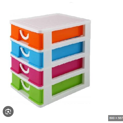 Table Top Storage Box with 4 Drawers , Versatile SS Plastic 4 Drawer, Organizer for Office Supplies, Makeup, or Small Accessories