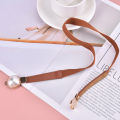 Creative Pearl Buckle Belt PU Leather Dress Skirt Waist Elastic Thin Women Belts Stylish Gift GJCUTE. 