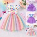 Kids Dress for Baby Girls Clothing Short Sleeve 3 4 5 6 7 Years Old Summer Casual Children Clothes Butterfly Unicorn Girls Dress. 