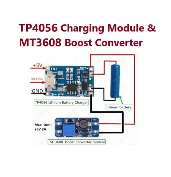 TP4056 Charging Module & MT3608 Boost Converter Module