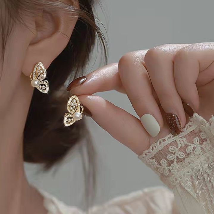 Enacolor%20%20Delicate%20Crystal%20Butterfly%20Earrings%20Pearl%20Earring%20for%20Women%20Girl%20Ins%20New%20-%20Image%203