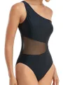 Women Bikini, Sleeveless One-shoulder See-through Patchwork Summer Swimming Bathing Swimsuit. 