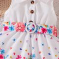Dress For Kids 3-36 Months Korean Style Sleeveless Cute Button Summer Floral Princess Formal Dresses Ootd For Newborn Baby GirlBasketball. 