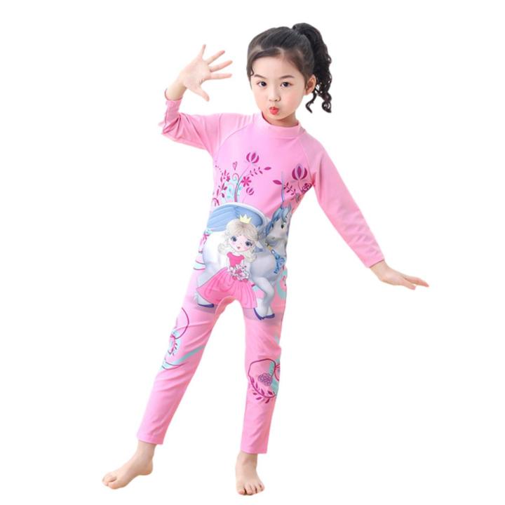 ldren wear Cartoon Sunscreen Long-sleeve Diving Suit For 3-11 Years Old Kids color