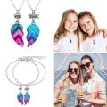 2pcs/4 pcs BFF Necklaces Bracelets, Half Heart Matching Pendant Best Friends Fashion Chain Friendship Jewelry Set for Girl Lady. 