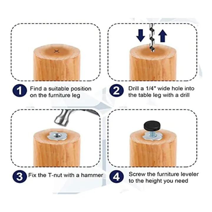 Replacement%20Accessories%201/4Inch%20Thread%20Furniture%20Feet%20Levelers,24PCS%20Adjustable%20Feet%20Levelers%20on%20Furniture%20Glide%20Leveling,for%20Table(1/4Inch-18)%20-%20Image%203