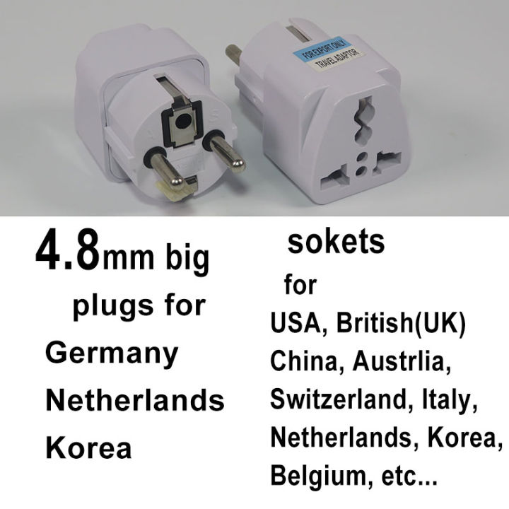 Power Socket Plug Converter Adapter Europe Korea Thailand 4.8mm Two ...