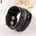 Men's Vintage Style Braid 2 Layer Leather Bangle Punk Wristband Cuff Bracelet. 