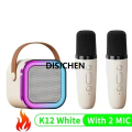 DISICHEN K12 Bluetooth Karaoke Machine Portable 5.3 PA Speaker System with 2025 1-2 Wireless Microphones Home Family Singing Children's Gifts. 