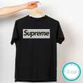 Supreme black Tshirt  unisex  tees  designer tees  crew neck  silver white  red  blue  black. 
