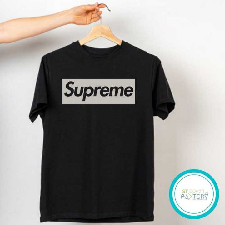 Supreme black Tshirt  unisex  tees  designer tees  crew neck  silver white  red  blue  black