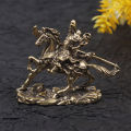 Brass God of Wealth Riding Horse Guan Gong Statue Home Decoration Accessories. 
