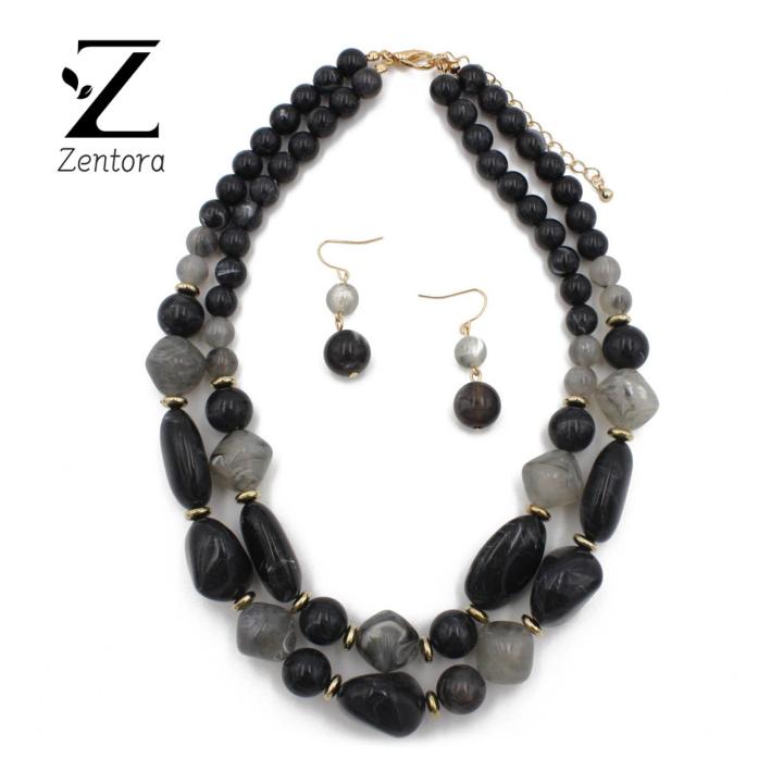 Zentora Women Necklace Delicate Female Necklace Dangle Earrings Set