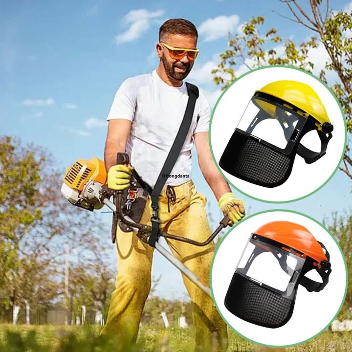 Logging Cap Face Mesh Protective Face Full Helmet Cap with Full Garden Mower Cover ...