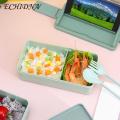 Lunch Box with Multi-layer Compartments 1400ml Double Plastic Lunch Box Three Compartments Sealed Avoid Food Mixing Perfect Meal Match Microwave Lunch Box Simple Multi-layer Bento Box. 