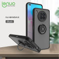 Lenuo Anti-fall Fashion Protective Phone Case For Huawei nova 8i Casing Multifunction Car Magnetic Shockproof With Ring Stand Back Cover. 