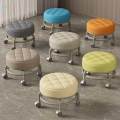 Rolling Stools with Wheels 360° Rotating Housework Stool PU Leather Seat Padded Shoe Changing Stool. 