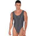 Swimming Suit for Mens One Piece High Cut Sleeveless Leotard Bodysuit Glossy Backless Swimwear Swimsuit Sports Yoga Fitness. 