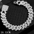 ZEBF-Fashion Bling Paved Rhinestone Prong Cuban Chain Bracelet for Women Men Hip Hop Iced Out Chunky Link Chain Bracelets New Jewelry. 