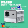 Wanbo Davinci 1 Pro Projector, Android TV 11.0 Smart Projector 4K Support, 600 ANSI Native 1080P Netflix Projector, Google Assistant, Chromecast Built-in, Autofocus & Auto Keystone Correction. 