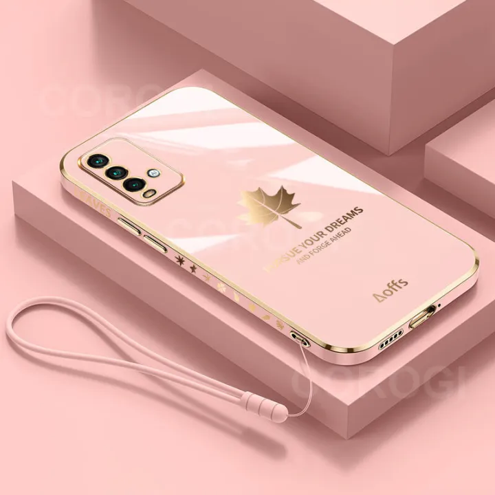 For%20Xiaomi%20Redmi%209T%20Back%20Cover%20with%20Lanyard%20Fashion%20Shiny%20Plating%20Maple%20Leaf%20Design%20Camera%20Lens%20Protection%20Square%20Edge%20Soft%20Silicone%20Protective%20Phone%20Case%20-%20Image%202