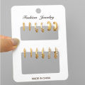 Enacolor 6Pairs/Set Vintage Twist Geometric Circle Hoop Earrings for Women Gold Metal Fashion Accessoreis Jewelry. 