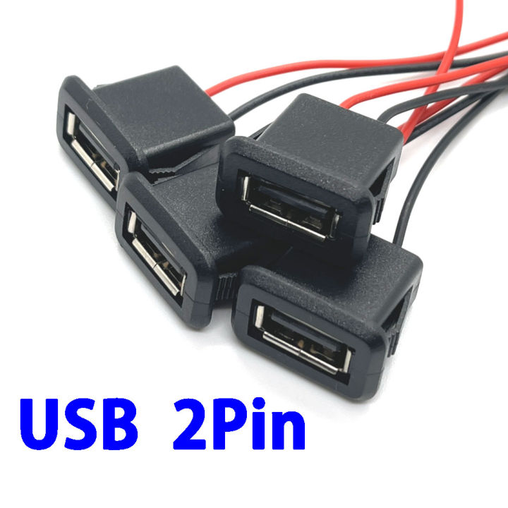 1pc 2pin 4pin Usb 2.0 Female Power Jack 2wire 4wire Usb-A Charging Port ...
